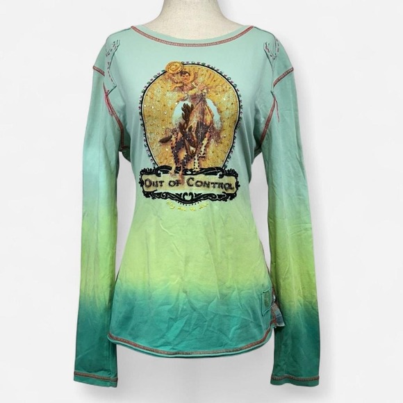 Double D Ranch Tops - Rare Double D Ranch 2010 Out Of Control Tie Dye Long Sleeve Tee Womens L